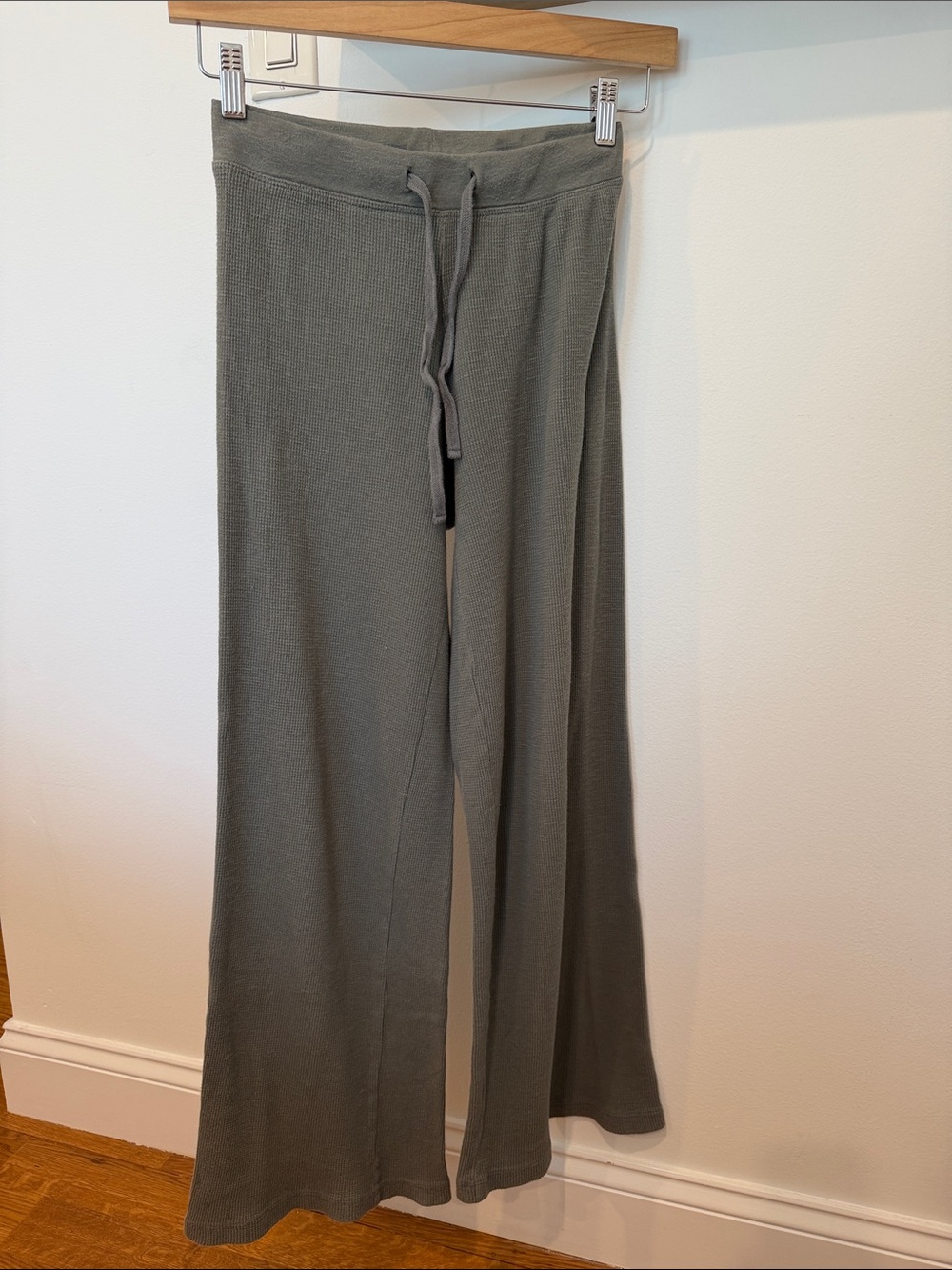 James Perse Olive Green Wide-Leg Knit Pants
